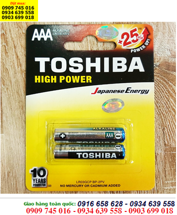 Toshiba LR03GCP BP-2PV; Pin AAA 1.5v Alkaline Toshiba LR03GCP BP-2PV chính hãng (Vỉ 2viên)